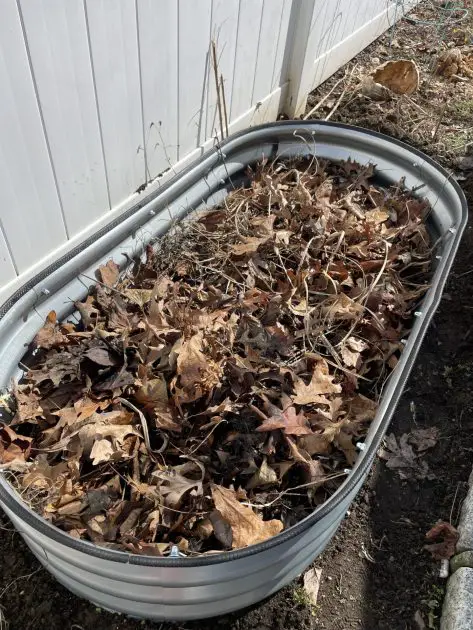 Adding a layer of leaves before filling the rest of the way with organic soil.